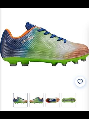 Kids' Gradient Blue-Green Soccer Cleats with Orange Accent